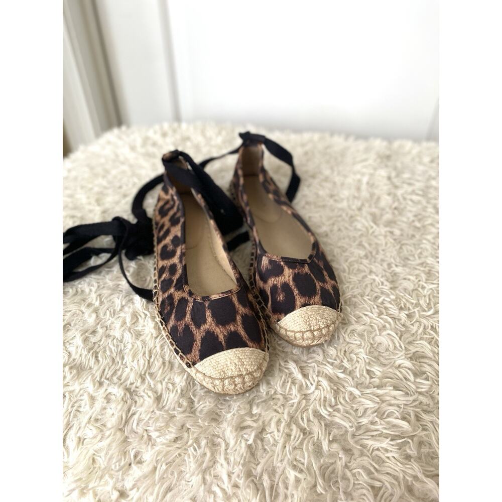 Ann Taylor Leopard Print Lace-Up Espadrille Flats Women's Size 6.5 M - Picture 5 of 10